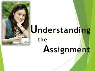 the
Understanding
Assignment
 