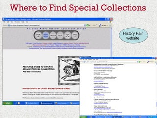 Where to Find Special Collections History Fair website 