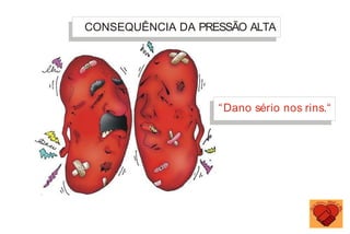 CONSEQUÊNCIA DA PRESSÃO ALTA
“Dano sério nos rins.“
 