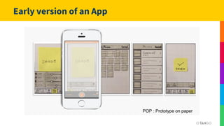 POP : Prototype on paper
Early version of an App
 