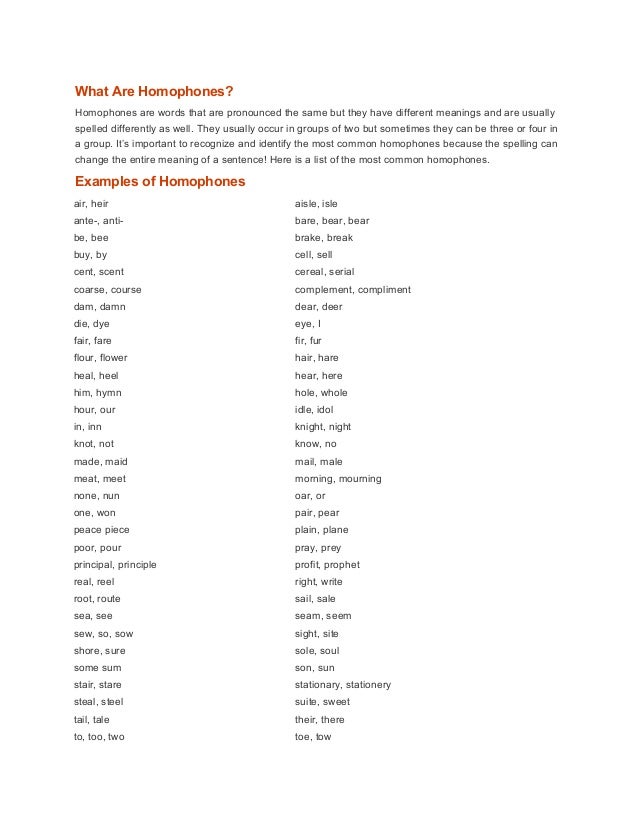 1 Homophones