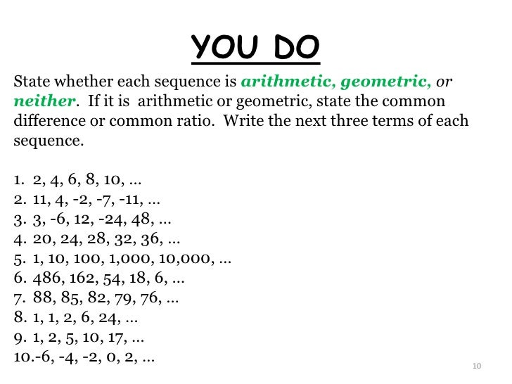 Printables Arithmetic Sequence Worksheet arithmetic sequence worksheet davezan printables and geometric sequences worksheet