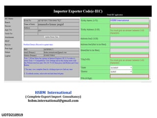 HSBM International
( Complete Export Import Consultancy)
hsbm.international@gmail.com
UDTD210919
 