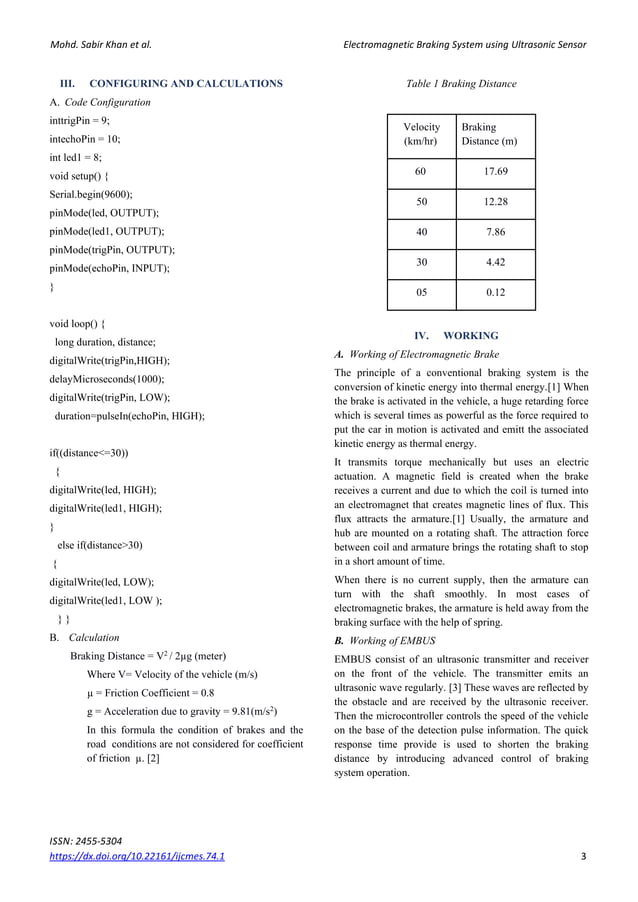 Braking System using Ultrasonic Sensor