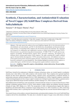 Synthesis, Characterization, and Antimicrobial Evaluation of Novel ...