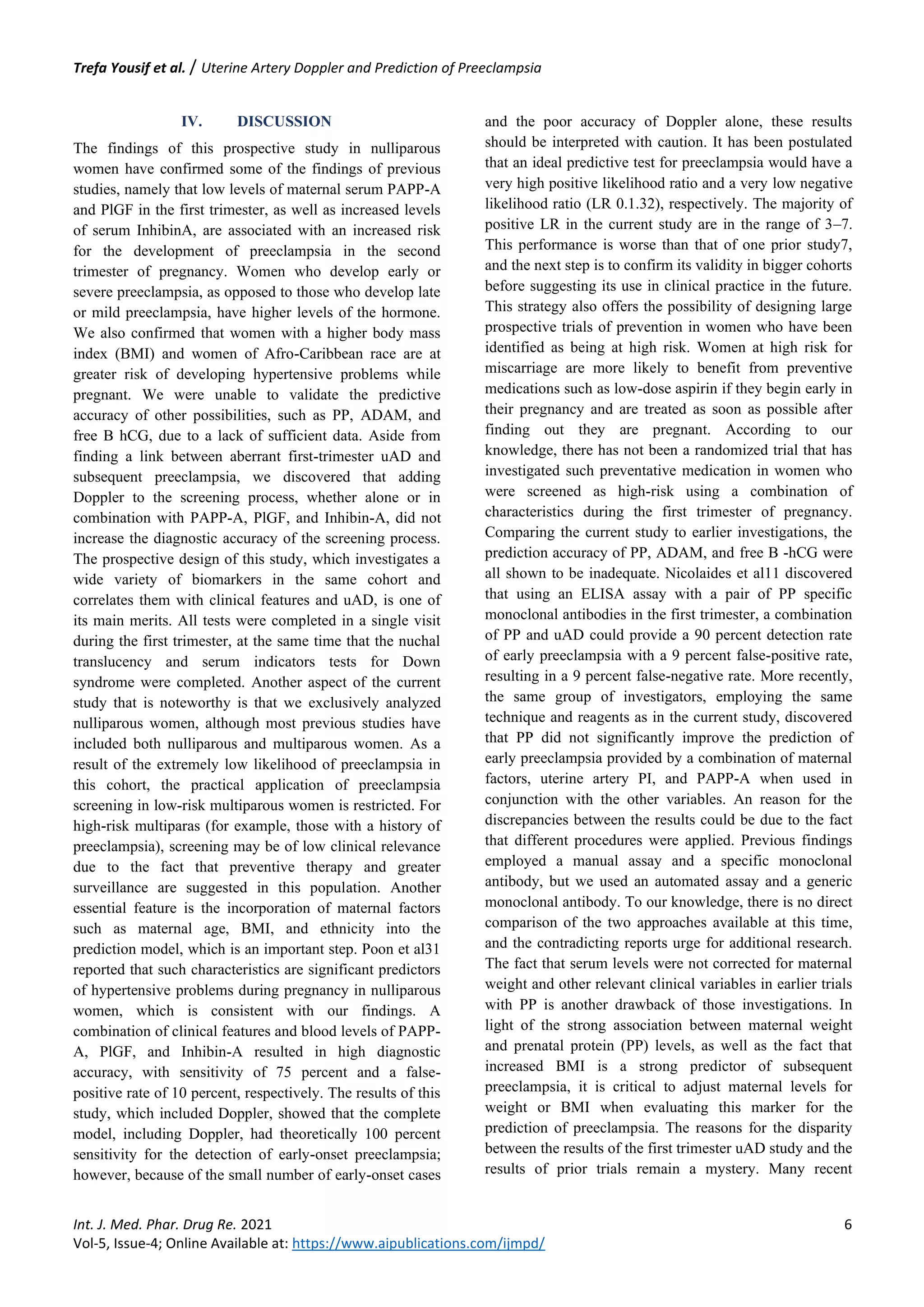Uterine Artery Doppler and Prediction of Preeclampsia | PDF