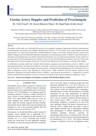 Uterine Artery Doppler and Prediction of Preeclampsia | PDF