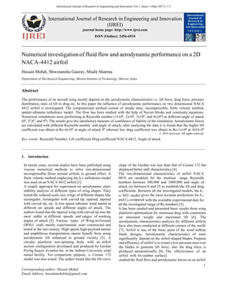 Numerical investigation of fluid flow and aerodynamic performance on a ...