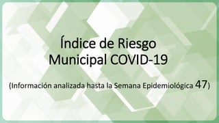 Índice de Riesgo
Municipal COVID-19
(Información analizada hasta la Semana Epidemiológica 47)
 