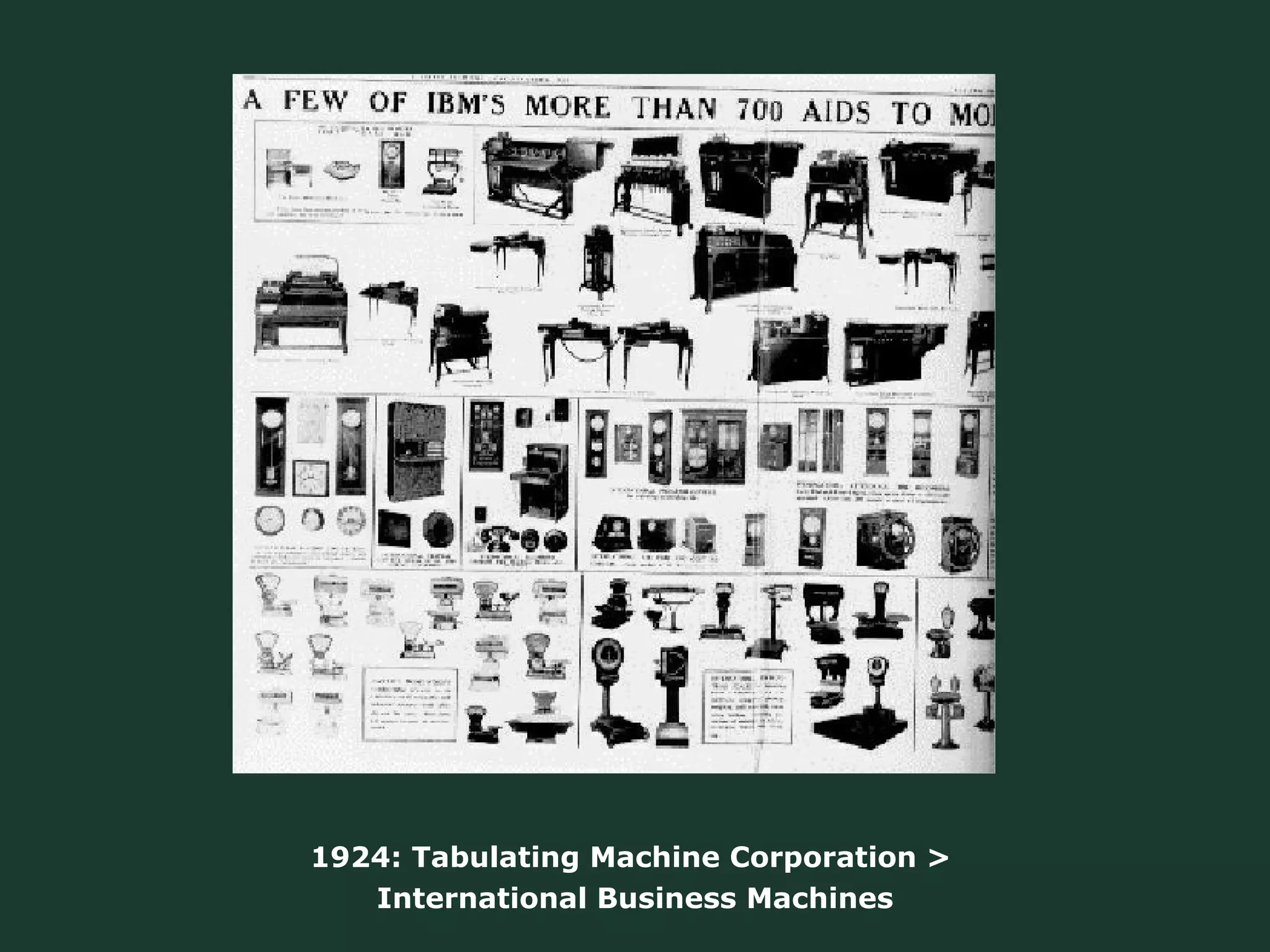 1924: Tabulating Machine Corporation >  International Business Machines 