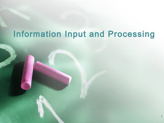 Information Input and Processing
1
 