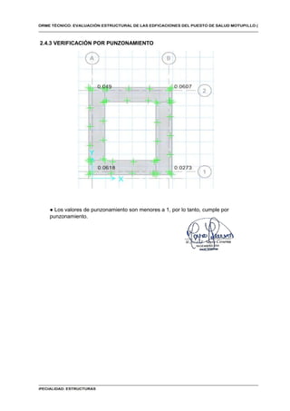 ● Los valores de punzonamiento son menores a 1, por lo tanto, cumple por
punzonamiento.
2.4.3 VERIFICACIÓN POR PUNZONAMIENTO
 