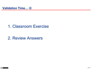 Validation Time… 




   1. Classroom Exercise

   2. Review Answers




                           - 131 -
 