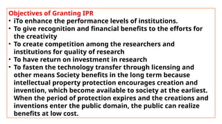 Obgitives Ipr Intellectual Property Rights (IPR): Concepts, Objectives and Indian ...