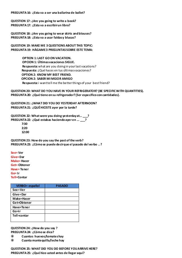 Interview English Basic Entrevista Ingles Basico