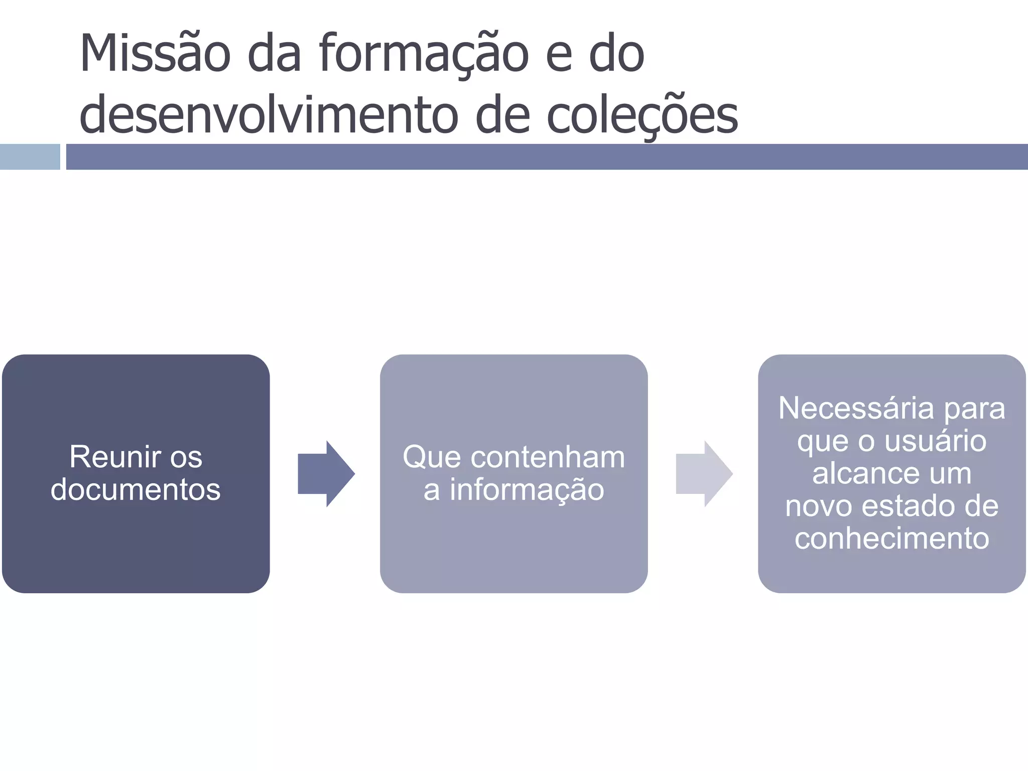 Missão da formação e do desenvolvimento de coleções