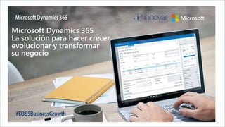 Microsoft Dynamics 365
La solución para hacer crecer,
evolucionar y transformar
su negocio
 