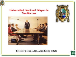 Profesor : Mag. Adm. Adán Estela Estela Universidad  Nacional  Mayor de San Marcos 