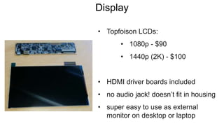 Strobing the Display Backlight
• for low-persistence applications, can
strobe LED backlight at 500Hz
• custom PCB with Ard...
