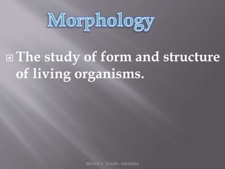  The study of form and structure
of living organisms.
BIOLOGY TEAMS - SMAMDA
 
