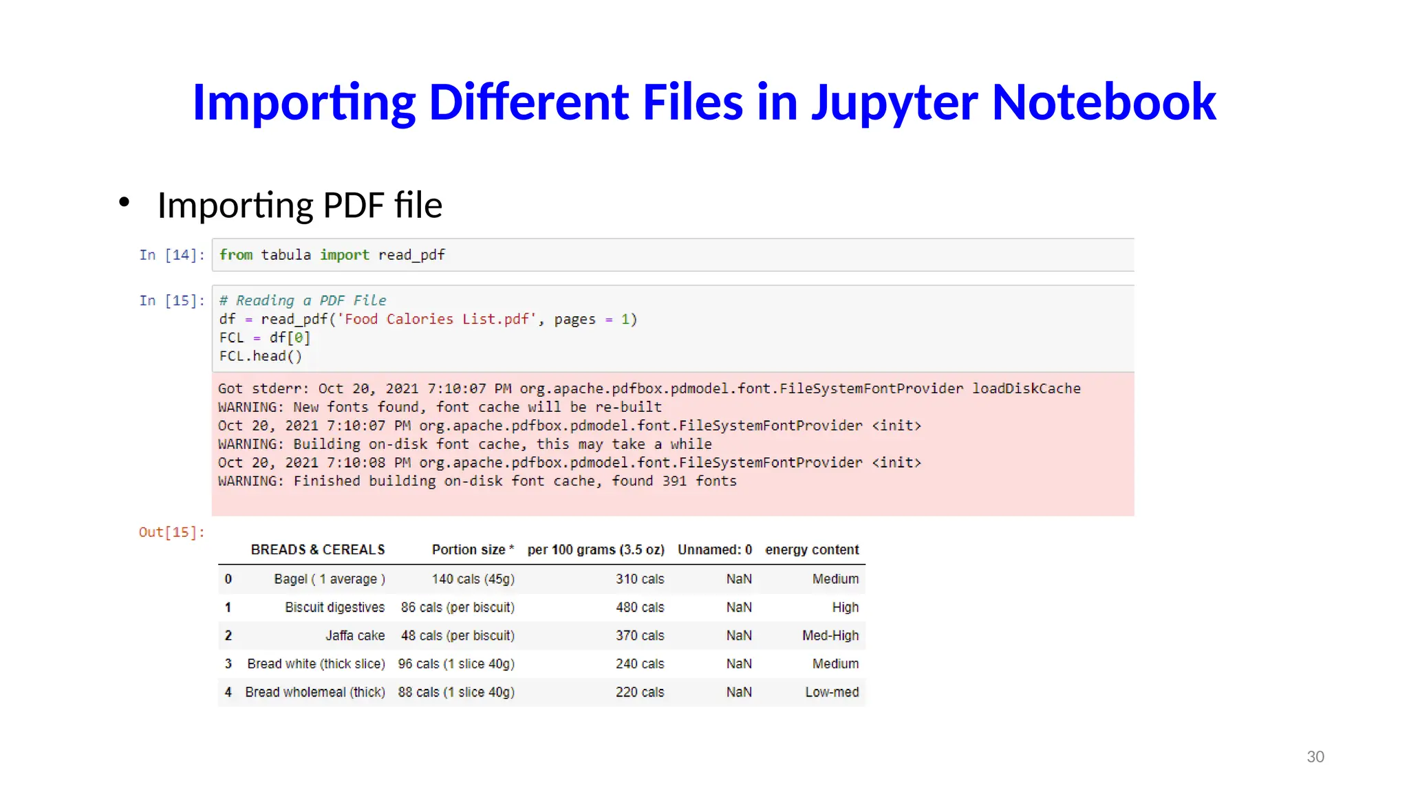 Importing Different Files in Jupyter Notebook • Importing PDF file 30 