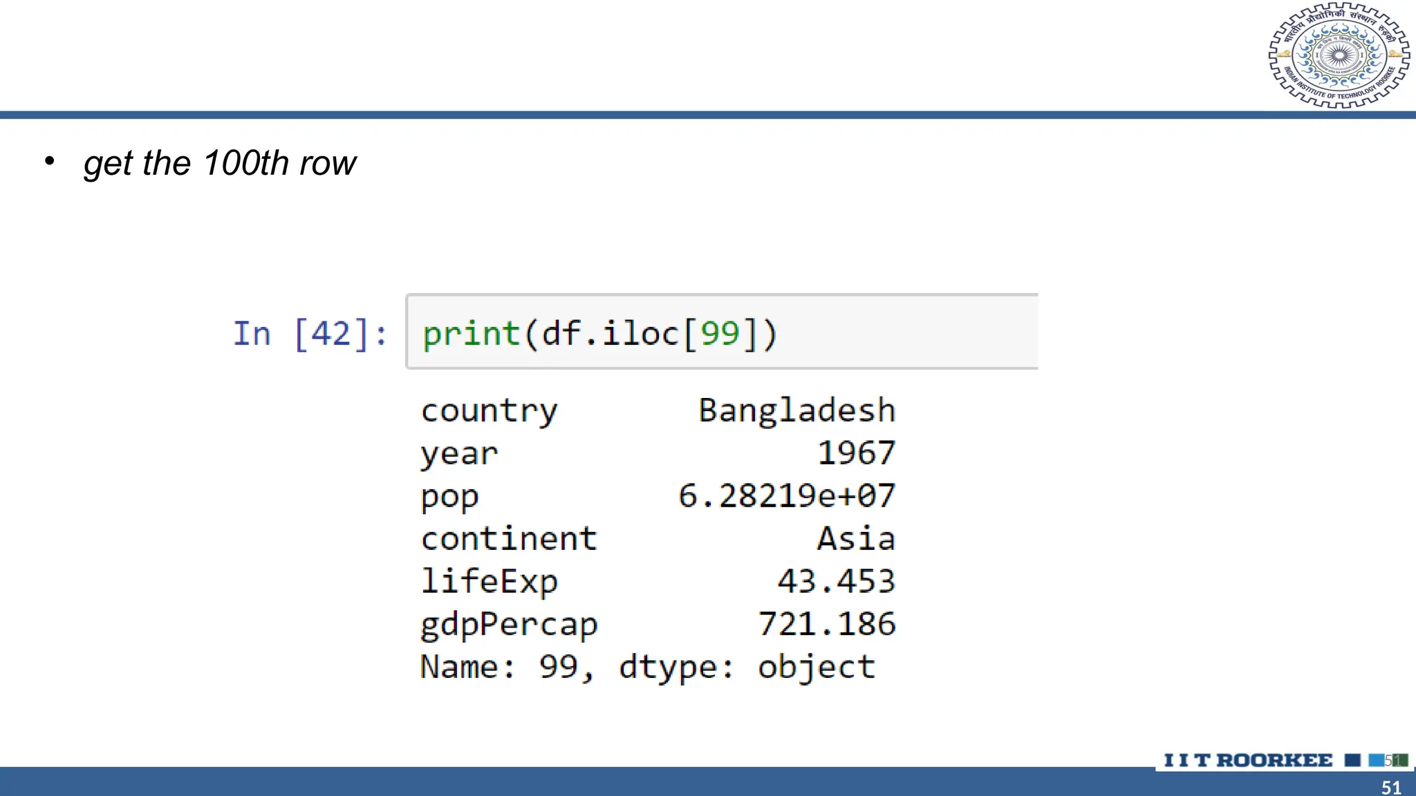 51 51 • get the 100th row 51 