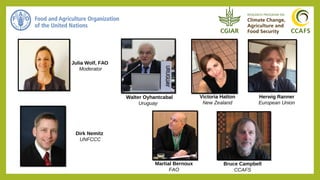 Julia Wolf, FAO
Moderator
Dirk Nemitz
UNFCCC
Victoria Hatton
New Zealand
Walter Oyhantcabal
Uruguay
Herwig Ranner
European...