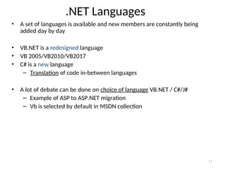 Introduction to .NET Framework with Web Form Fundamentals | PPT
