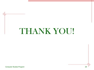 Computer Studies Program THANK YOU! 
