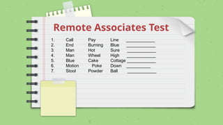Remote Association Test Examples 1 Introduction to Cognitive Psychology.pptx