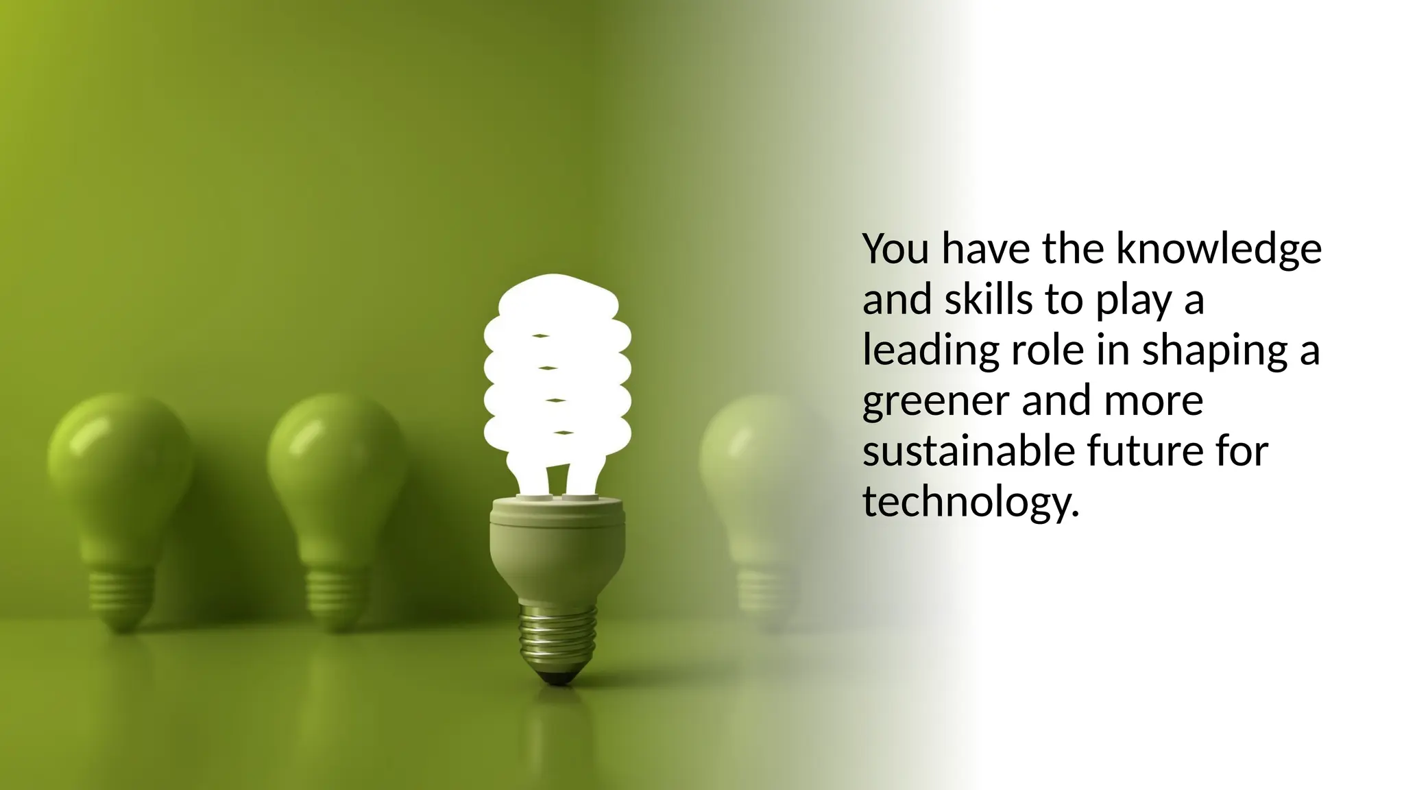 School of Computer Studies and Technology
You have the knowledge
and skills to play a
leading role in shaping a
greener and more
sustainable future for
technology.
 