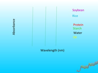 Absorbance
Wavelength (nm)
Soybean
Rice
Protein
Water
Oil
Starch
 