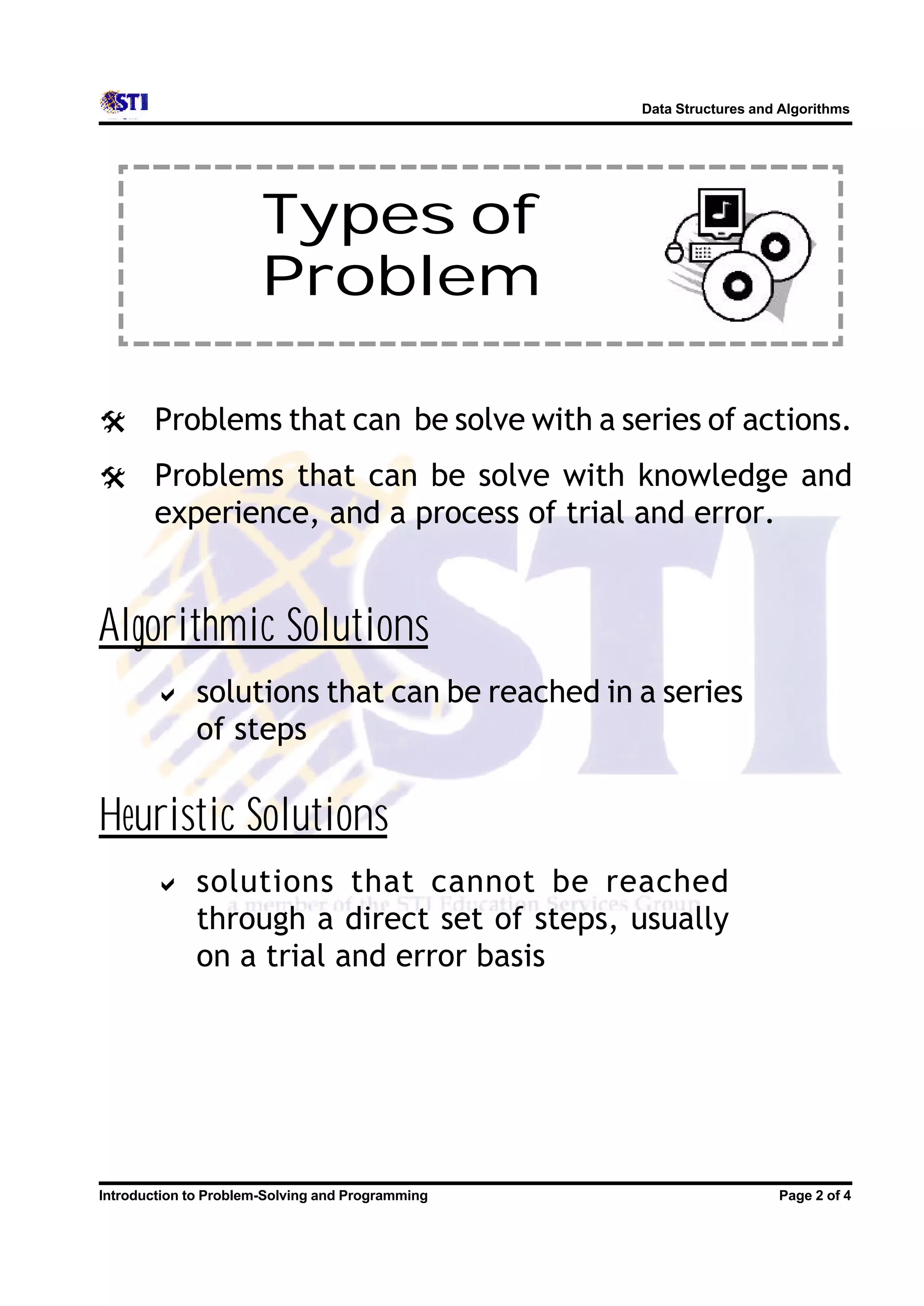 1 introduction to problem solving and programming | PDF