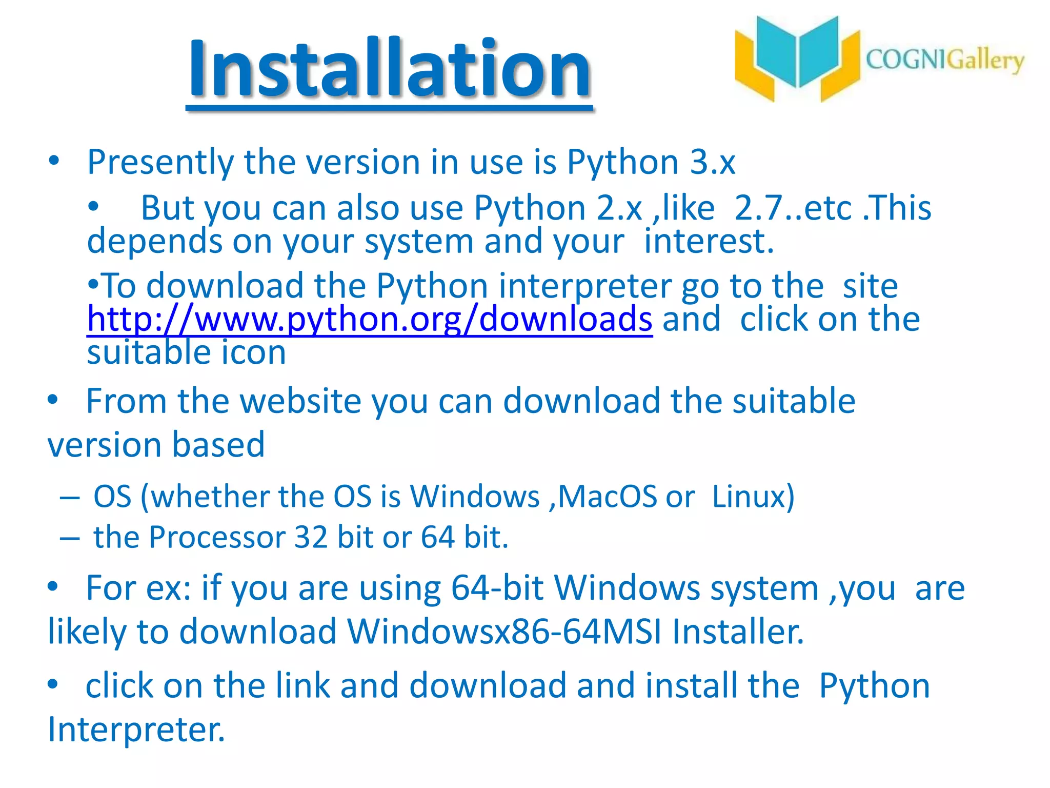 Introduction to python | PPTX