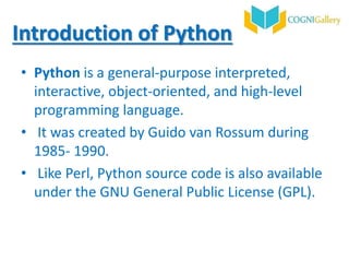 Introduction to python | PPT