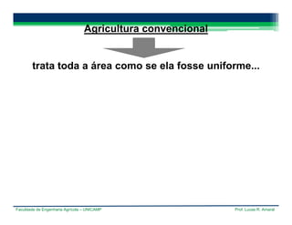 Faculdade de Engenharia Agrícola – UNICAMP Prof. Lucas R. Amaral
Agricultura convencional
trata toda a área como se ela fosse uniforme...
 