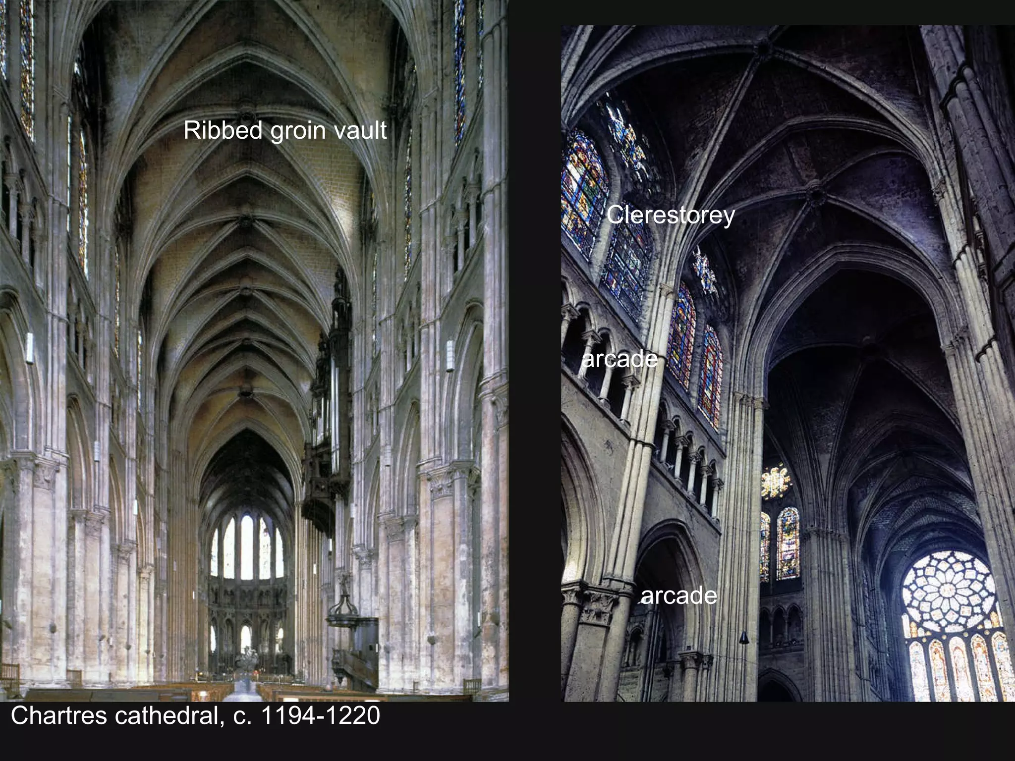 Chartres cathedral, c. 1194-1220 Ribbed groin vault Clerestorey arcade arcade 