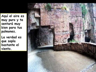 Aquí el aire es
muy puro y te
sentará muy
bien para tus
pulmones.
La verdad es
que sopla
bastante el
viento.
 