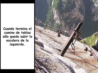Cuando termina el
camino de tablas
sólo queda subir la
escalera de la
izquierda.
 