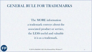 ..,,,
TRADEMARK OWNERSHIP AND
REGISTRATION
Trademark rights and ownership are acquired through use of the mark in
commerce...