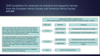 2020 Guidelines for treatment of umbilical and epigastric hernias
from the European Hernia Society and Americas Hernia Society
BJS 2020
 