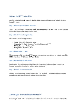 IPTV USA Subscription – Get Unlimited Access to Live TV & VOD | PDF