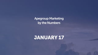 Apegroup Marketing
by the Numbers
JANUARY 17
1
 