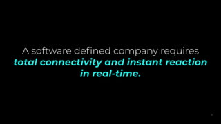 A software deﬁned company requires
total connectivity and instant reaction
in real-time.
11
 