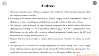 Wireless charging system for electric vehicles using supercapacitor | PPTX