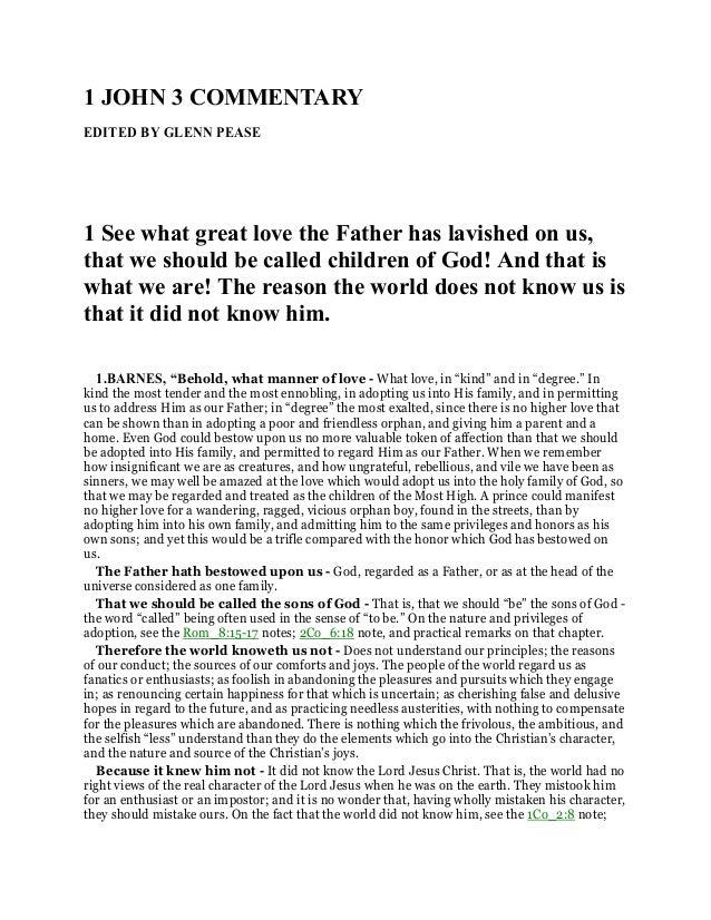 1 John 3 Commentary 1 John 3 Commentary