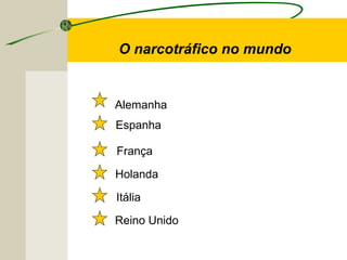 O narcotráfico no mundo
Alemanha
Espanha
França
Holanda
Itália
Reino Unido
 