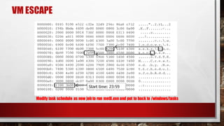 VM ESCAPE
Modify task schedule as new jobto run metX.exe and put to back to /windows/tasks
 