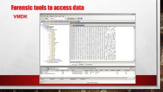 Forensic tools to access data
VMDK
 