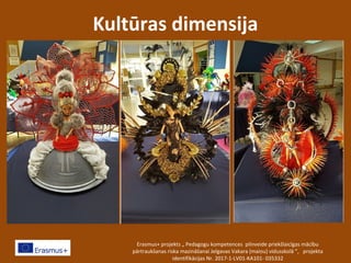 Kultūras dimensija
Erasmus+ projekts „ Pedagogu kompetences pilnveide priekšlaicīgas mācību
pārtraukšanas riska mazināšanai Jelgavas Vakara (maiņu) vidusskolā ”, projekta
identifikācijas Nr. 2017-1-LV01-KA101- 035332
 